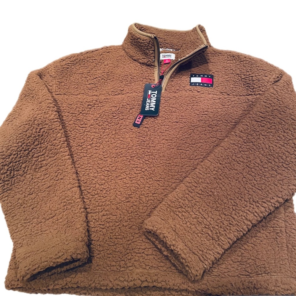 Tommy Jeans Sherpa Cropped Hoodie NWT Teddy Bear